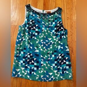 NWT TORY BURCH BLUE TEAL AGATE SILK TOP SIZE 8